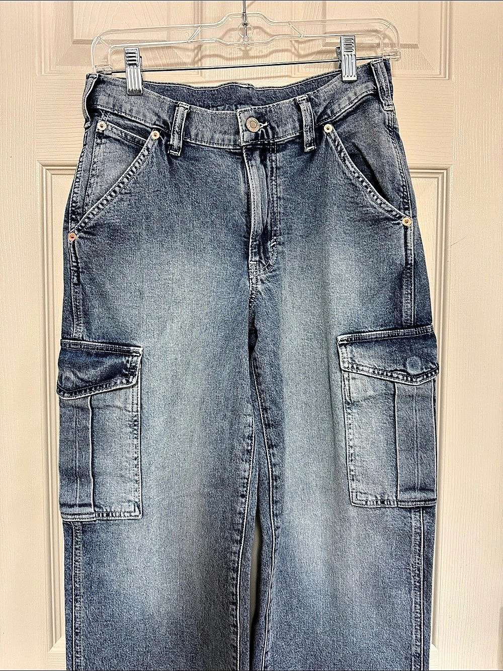 GAP Mid Rise '90s Loose Cargo Jeans Blue Waist 26 / 2p - Picture 4 of 8